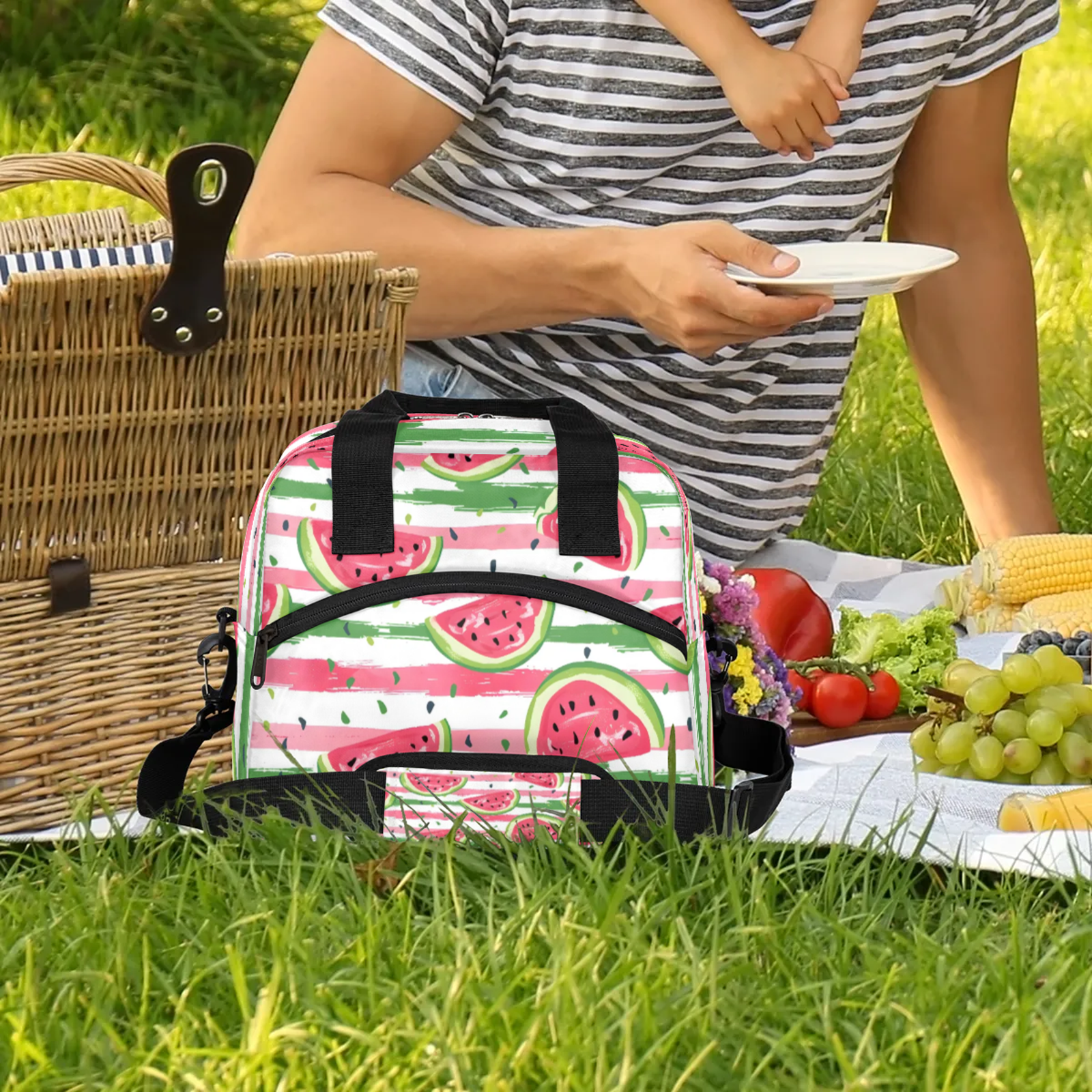 Herdesigns Watermelon Insulated Lunch Bag for Women Men Adult, Reusable Insulated Cooler Lunch Box Lunch Tote Bag for Work Picnic Beach