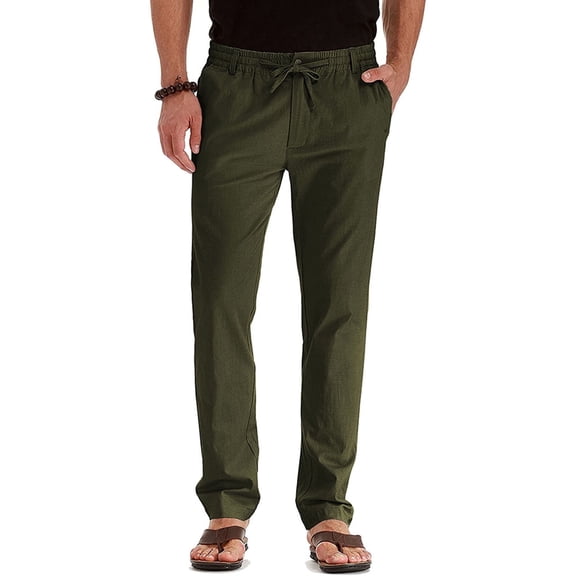 AXXD Pants For Men,Men's Business Loose Elastic Waist Solid Color pocket
