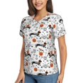 thumbnail image 5 of Yiaed Halloween Dachshund Print Women's T Shirt V-Neck Short Sleeve Shirt Casual Breathable Tee Summer Tops-Medium, 5 of 5
