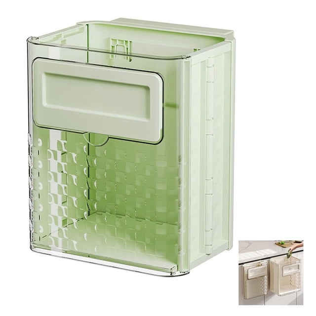 Oleegame 1PC Foldable Hanging Trash Can Foldable Hanging Kitchen Trash Can Wall Mounted Garbage Box Kitchen Food Waste Hanging Trash Can For Kitchen Cabinet Door Portable Trash Can Green