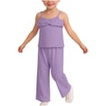 thumbnail image 2 of Agkizg Kids Girls Clothing Set Solid 2 Piece Outfit Sleeveless Camisole Top Wide Leg Pants Set, 2 of 2