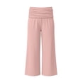 thumbnail image 4 of Pants for Women Capri Fold Over Cropped Pant Stretch Low Rise Wide Leg Yoga Bottoms, L, 4 of 7