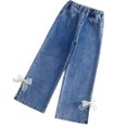 thumbnail image 3 of Pantalones de pierna ancha para niñas, cintura elástica, moda informal, pantalones de pierna recta holgados para niñas, para otoño y primavera, 140cm/55,1 pulgadas, 3 of 5