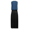 thumbnail image 4 of UPPADA Robe Sans Manches à Col Ras du Cou pour Femme, Fendue, Fluide, Robe Formelle, Décontractée, Bohème, d'Été, Robe de Cocktail, de Soirée, de Bal, Longue, avec Poches, Bleu Marine, 2TG, 4 of 5