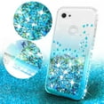 thumbnail image 2 of Compatible for Google Pixel 3a XL Case, with [Tempered Glass Screen Protector] SOGA Diamond Liquid Quicksand Cover Cute Girl Women Phone Case - Clear/Teal, 2 of 5