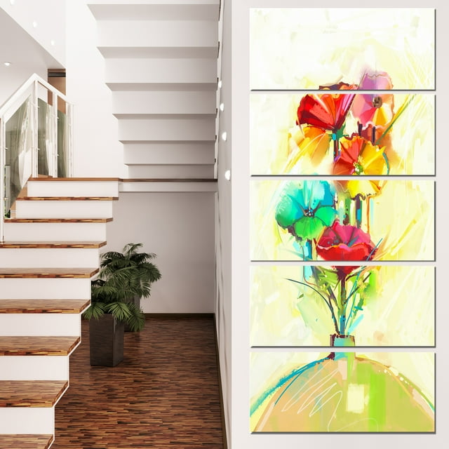 Spring Flowers Bouquet in a Vase - Large Floral Canvas Art Print