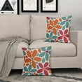 thumbnail image 3 of Blue Orange Burgundy Red Pillow Covers 18x18 Set of 2 Geometric Art Flower Print Decorative Outdoor Pillowcases Abstract Floral Farmhouse Throw Cushion Case Decor for Couch Sofa Bed, 3 of 6