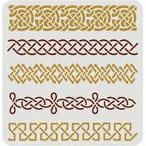 Celtic Knotwork Border Stencil 30x30cm Reusable Floral Pattern Drawing Stencil Plastic PET 5 Lines Flower Knot Border Stencil for Wall Tile Scrapbook Photo Album DIY Craft