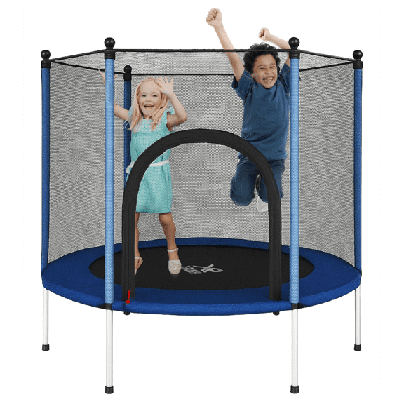 Trampolín Infantil YEI Bandi de 55 Pulgadas con Red de Seguridad, Protección Acolchonada y Estructura de Acero