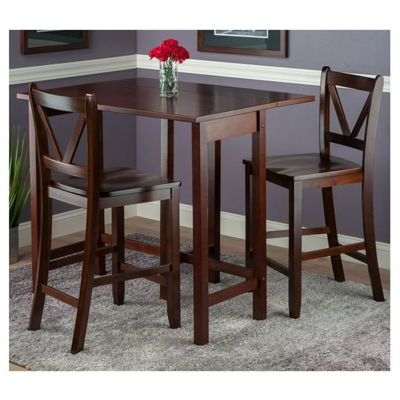Lynnwood 3-Pc Drop Leaf Table with 2 Counter V-Back Stools