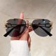 thumbnail image 1 of Gafas de sol retro sin montura para hombre y mujer, de metal, estilo steampunk, sin marco, modernas, con protección UV400., 1 of 6