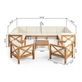 thumbnail image 3 of Timothy Outdoor 11 Seater Acacia Wood Sectional Sofa and Club Chair Set, Teak Finish, Beige, 3 of 10