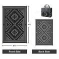 thumbnail image 2 of KUETH 6' x 9' Outdoor Rug Waterproof for Patio Carpet Plastic Reversible Straw Outdoor Rug for Camping Picnic Geometric Mat ,Black & Gray, 2 of 6
