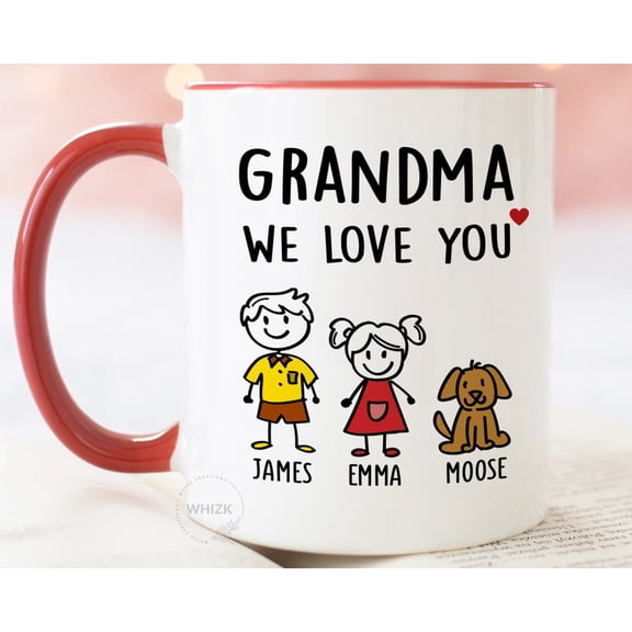 Grandma Mug, Grandma Gift For Grandma Birthday Gift PerS1onalized Grandma Coffee Mug, Mothers Day Gift From Grandd1aughter GrandS1on Stick Cup