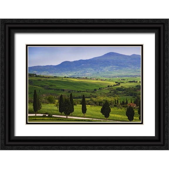 Flaherty, Dennis 18x13 Black Ornate Wood Framed with Double Matting Museum Art Print Titled - Italy, Tuscany Scenic of the Tuscan countryside