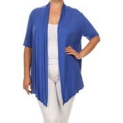MOA COLLECTION Women's Plus Size Short Sleeve Open Front Cardigan for Everyday Wear