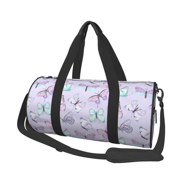 Balery Purple Butterfly Bolsa de Gimnasio para Mujeres y Hombres, Bolsa de Viaje Impermeable, Bolsa de Fin de Semana con Compartimento para Zapatos y Bolsillo Húmedo