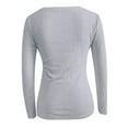 thumbnail image 4 of GBSYEWXS T-Shirts For Woman Grey V-Neck Solid Color Soft Tee Trendy Long Sleeve Tops, 4 of 4