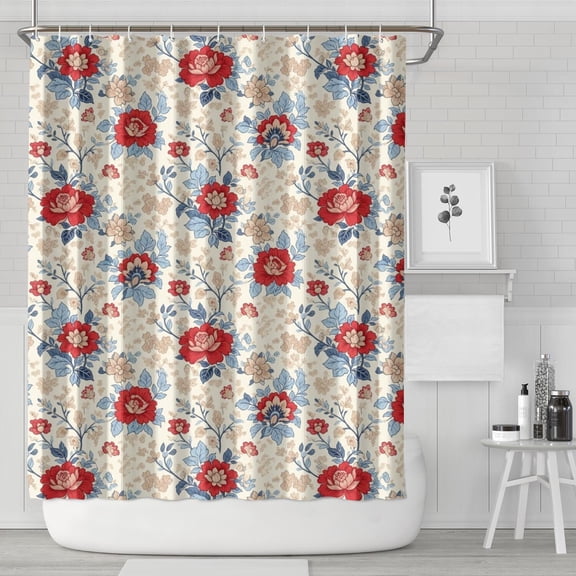 Pioneer Flower Floral Print Pattern Shower Curtain 84"x72", Bathroom Decorative Shower Curtain Set with 12 Hooks, Waterproof Washable