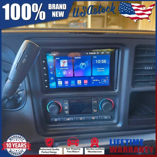 7In For Gmc Sierra 2003-2006 Android 13 4+64G Wireless Carplay Android Auto, Gps + Fm/Rds/Wifi + Split Screen