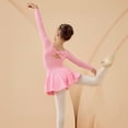 thumbnail image 5 of Xdegoge Ballet Leotard with Skirt V-Neck Long Sleeve Dance Practice Wear Professional Gymnastic Training Costume, 5 of 9