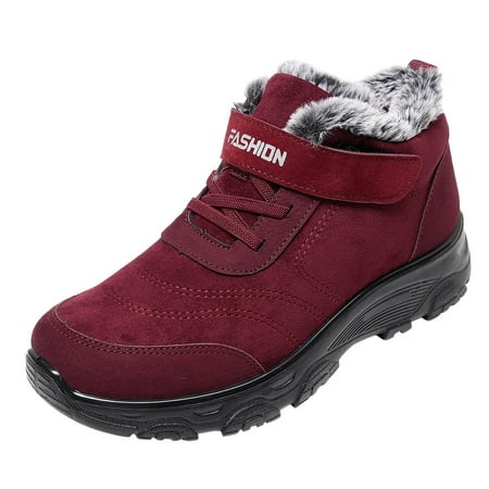 

QYZEU Thigh Boots for Women Wide Calf Boots Women Size 5 Non Slip Winter Women Boots Warm Sport Fashion Snow Flock Toe Keep Shoes Flat Round Women S Boots