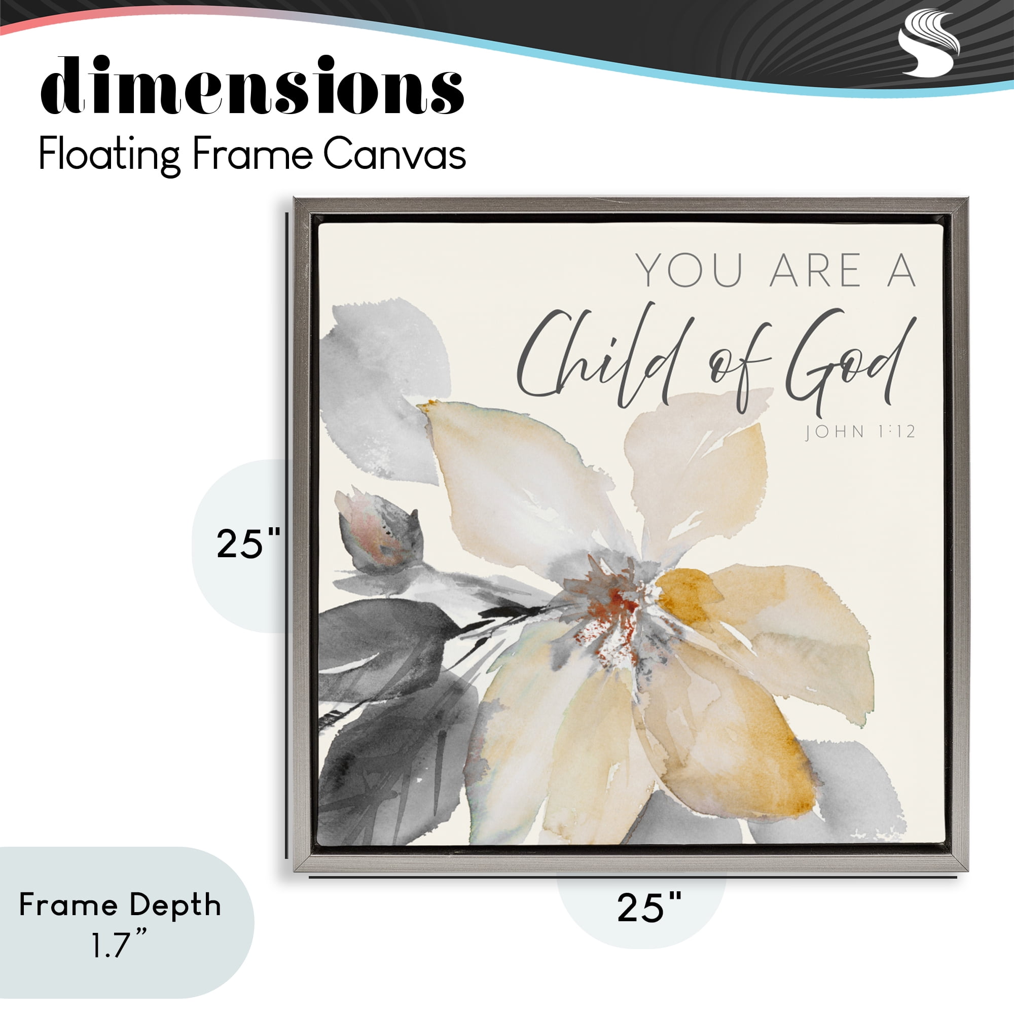 Stupell Industries Child Of God Flower Gray Framed Floater Canvas Wall Art, design by Lanie Loreth