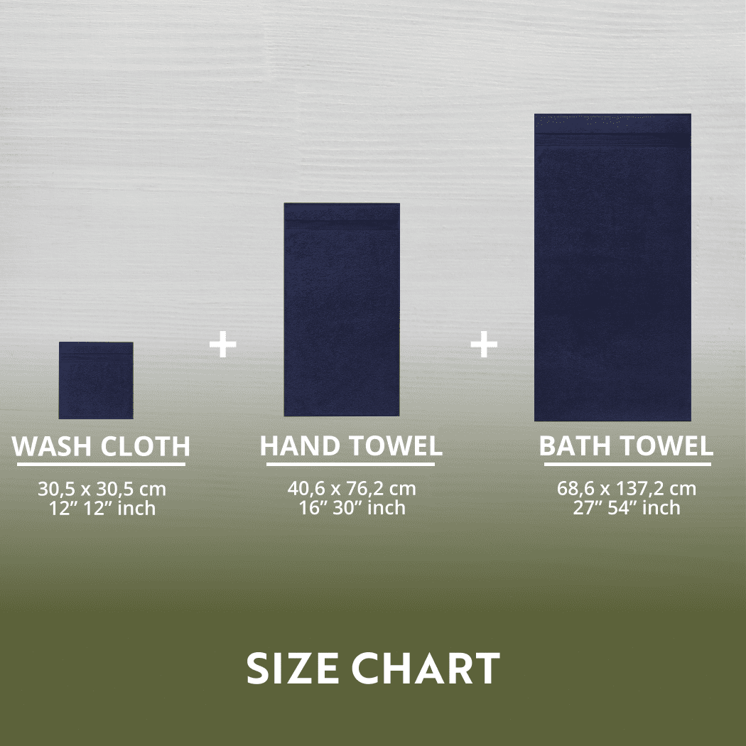 HOME ESSENTIALS 100 % Cotton Luxury Turkish Wash Cloths and Bath Towels Set of 6, 600 GSM Lightweight Super Absorbent Travel Towels Pack, Quick Dry Towels for Spa, Hotel Bathroom Essentials, Navy