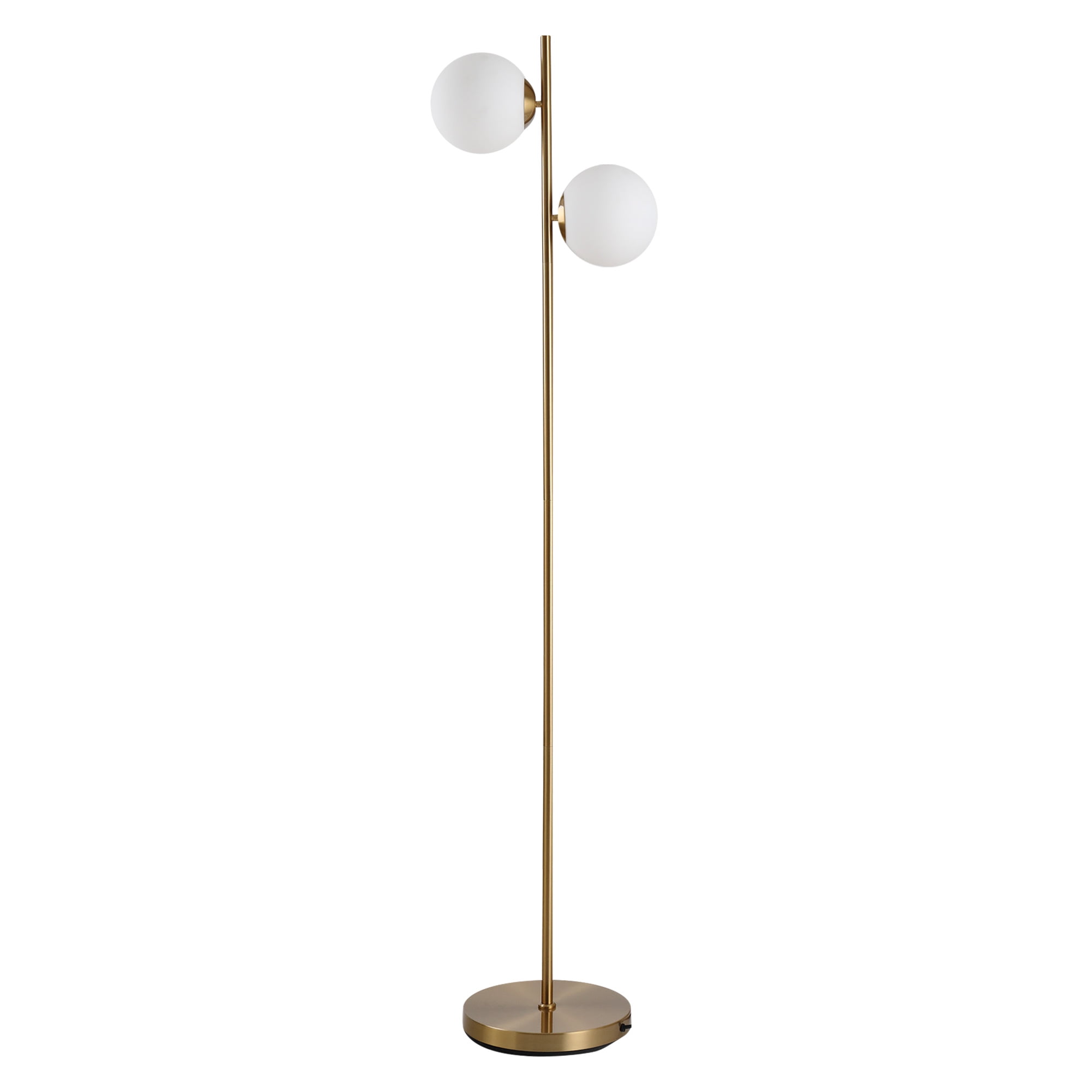 HOMCOM Floor Lamp w/ 2pcs Glass Lamp Shade Modern Portable Decorative Lamp, White