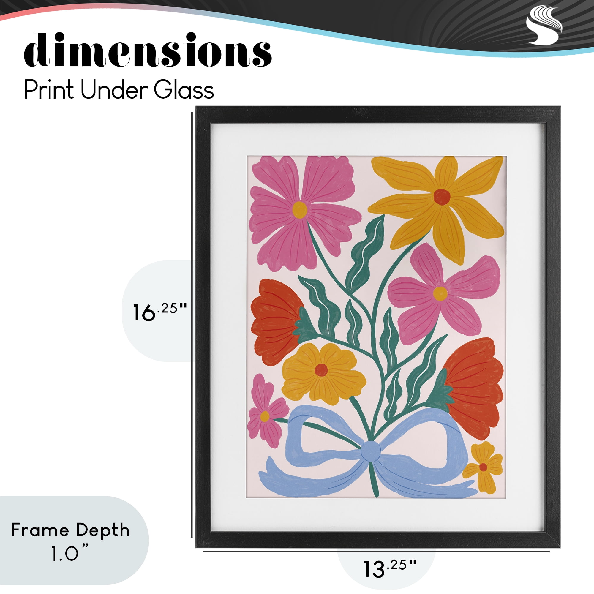Stupell Industries Mid Century Fresh Florals Black Framed Print Under Glass, design by Lisa Barlow