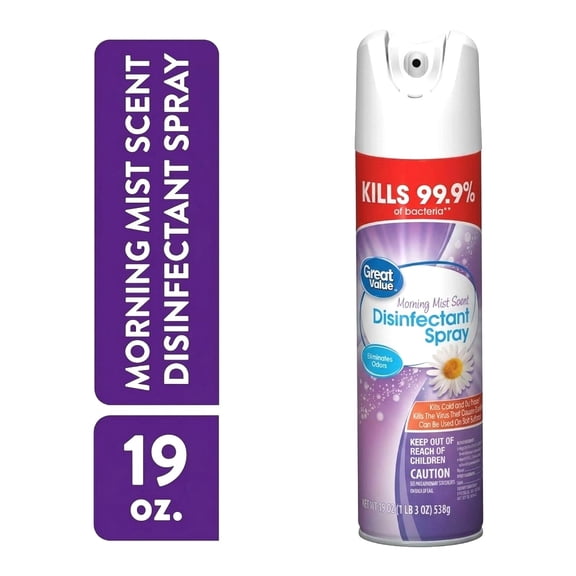 Great Value Disinfectant Spray Can, Morning Mist Scent, 19 oz