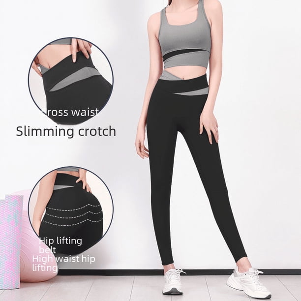 Pantalones de yoga ajustados de cintura alta con costuras para mujer, ajustados, de secado rápido, para correr, fitness y vientre