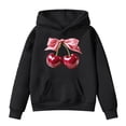 thumbnail image 7 of Girl's Cherry Graphic Hoodie Long Sleeve Hooded Sweatshirt Cute Pullovers Tops (Black,8-10 Years), 7 of 7