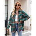 thumbnail image 6 of Womens Classic Button Down Plaid Flannel Shirts Long Sleeve Oversized Casual Business Blouse Tops Dark Green L, 6 of 8