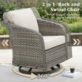 thumbnail image 4 of PPorfamilia 3 Piece Wicker Patio Furniture Set, Outdoor Rocking Swivel Chairs Bistro Set with Side Table and Beige Cushions, 4 of 9
