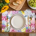 thumbnail image 4 of Easter Flowers Placemats Set of 4, Eggs Spring Colorful Tulips Daisy Berries Placemats for Dining Table, Place Mats for Kitchen Tabletop, Waterproof Wipeable Dining Table Mats Set, 4 of 9
