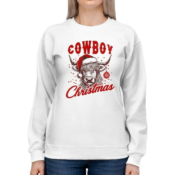 Cowboy Christmas Bull Holiday Women's Sweatshirt