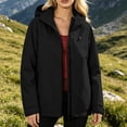 thumbnail image 3 of thefmos Women's Long Sleeve Jacket with Hood Trendy Solid Color Zip Up Outerwear Warm Lightweight Insulated Windbreaker Casual Fall Winter Clothes, Black L, 3 of 6