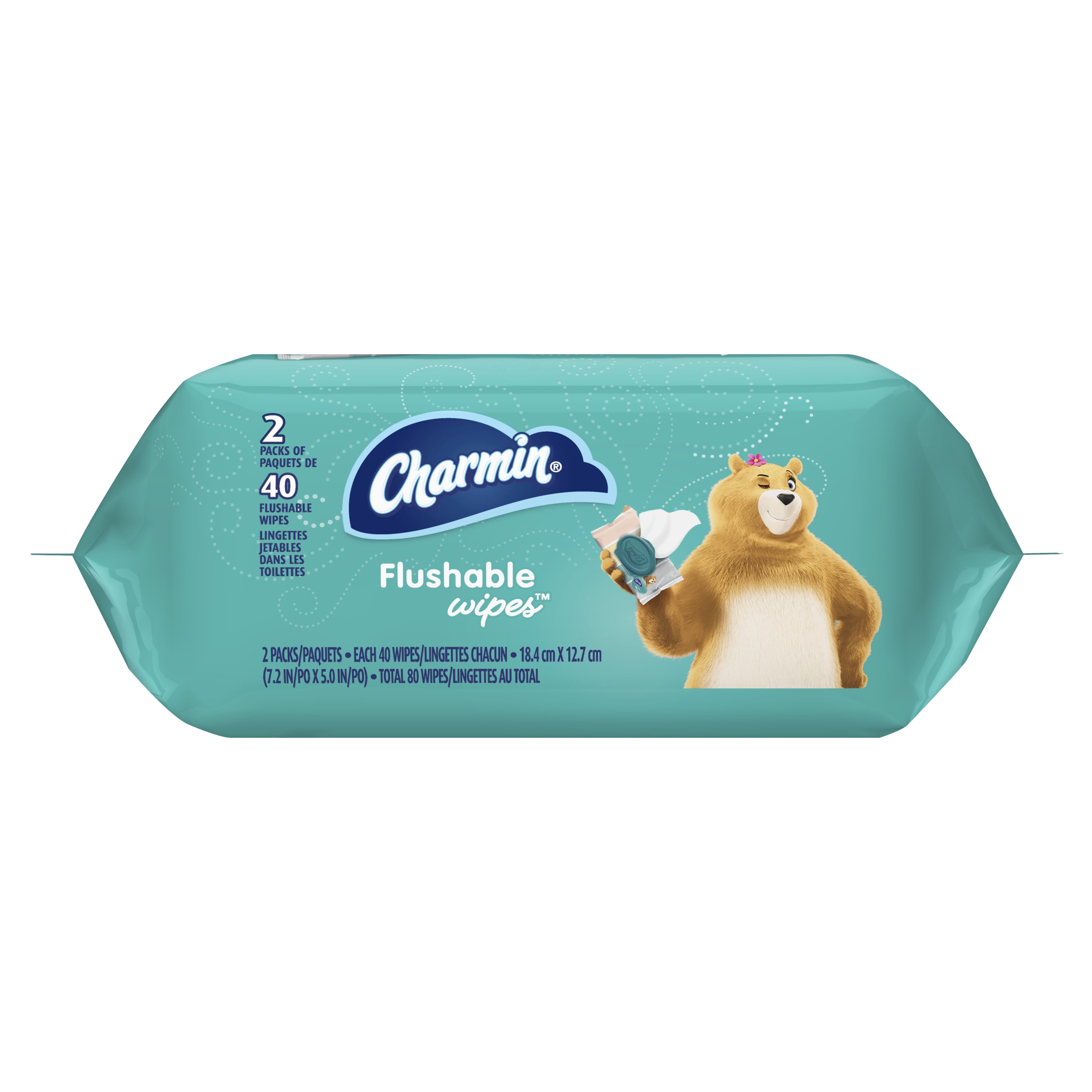 Charmin Flushable Wipes, 2 packs, 40 Wipes Per Pack, 80 Total Wipes