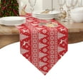 thumbnail image 4 of Table Runner Dresser Scarves Winter Christmas Tree Reindeer Floral Cotton Linen Burlap Table Cover Abstract Red Dot on White Table Runners for Family Kitchen Dining Holiday Party Banquet Decor, 4 of 5