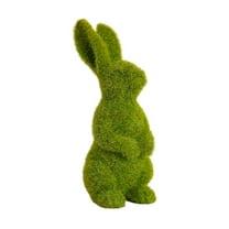 Easter Bunny Decor, Flocked Bunny Moss Bunnies Spring Decor Resin Rabbit Figurines for Table Desk Easter Decorations