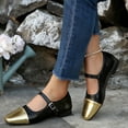thumbnail image 6 of hoksml Women's Two-Tone Mary Jane Flats, Square Toe Low Heel Dress Shoes, Adjustable Strap, Gold Silver, 6 of 9