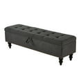 thumbnail image 5 of GZXS 59" Upholstered Storage Ottoman or End of Bed, Button Tufted Cotton Linen Entryway Bench with Nailhead Trim Decor and Solid Wood Legs, Easy Assembly, Gray, 5 of 7
