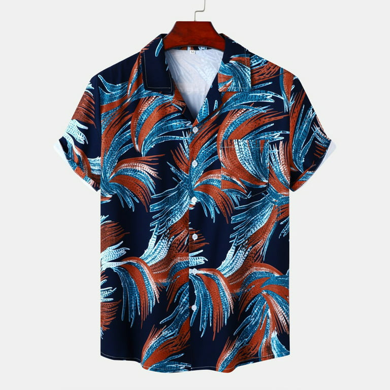 ZCFZJW Men's Hawaiian Shirts Short Sleeve Aloha Shirt for Men Casual Button  Down Tropical Hawaii Floral Shirt Summer Beach Party Dress Shirts Wine XL