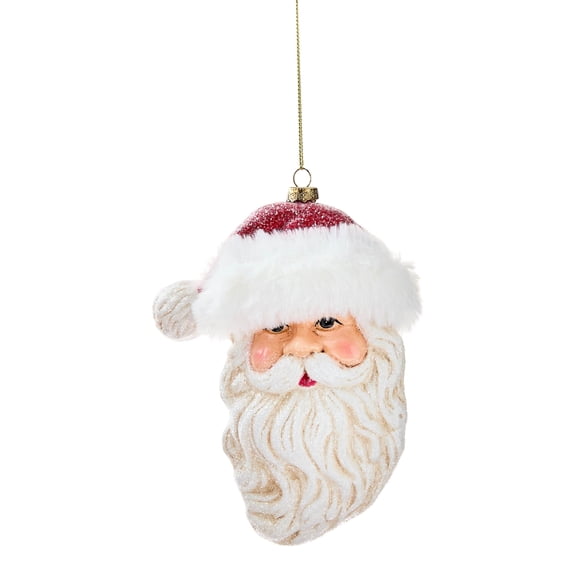Red and White Glitter Santa Christmas Ornament, 6.5", by Holiday Time
