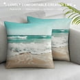 thumbnail image 3 of Fenyluxe Waves Beach Pillow Covers for Couch Sofa Indoor Outdoor Aesthetic Decorative Summer Pillow Case 1PC 22x22in, 3 of 5