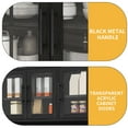 thumbnail image 6 of DWVO 71" Tall Kitchen Pantry Storage Cabinet with Power Outlet, Freestanding Cupboard Storage Buffet Hutch with Microwave Stand, Storage Pantry with Drawers & Glass Doors, Black, 6 of 10