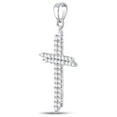 thumbnail image 2 of FB Jewels 10kt White Gold Womens Round Diamond Asymmetric Cross Pendant 1/2 Cttw, 2 of 2