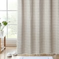thumbnail image 2 of EvJk 1PC Modern Waterproof Plaid Shower Curtains with Tassel for Bathroom, 72" x 72", Taupe, 2 of 7
