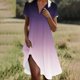 thumbnail image 1 of mfyjkho Vestidos para mujer, Vestido holgado y cómodo de manga corta con escote en V y estampado degradado para mujer. Vestidos de playa para mujer s, 1 of 7